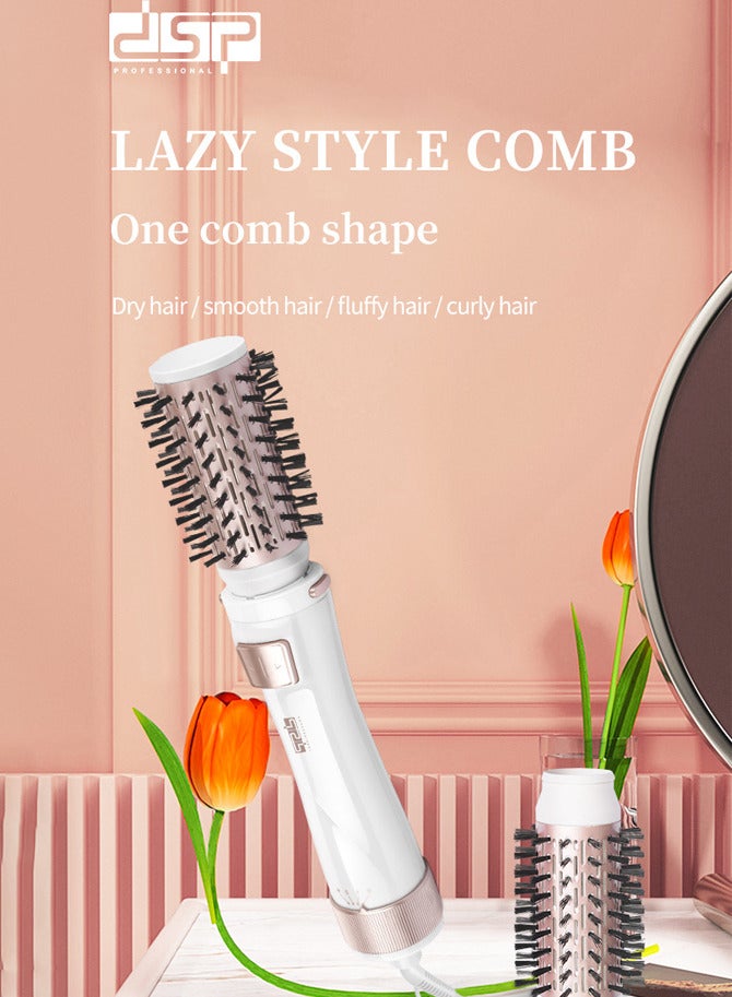 DSP 2 in 1 Hair Dryers & Hair Culers Set,1000W Blow Dryer Brush, Hair Styler with 2 Rechangeable Brushhead, Hot Air Brush Set for Hair Drying/Straightening/Curling/Hair Comb,50064,White - Image 2