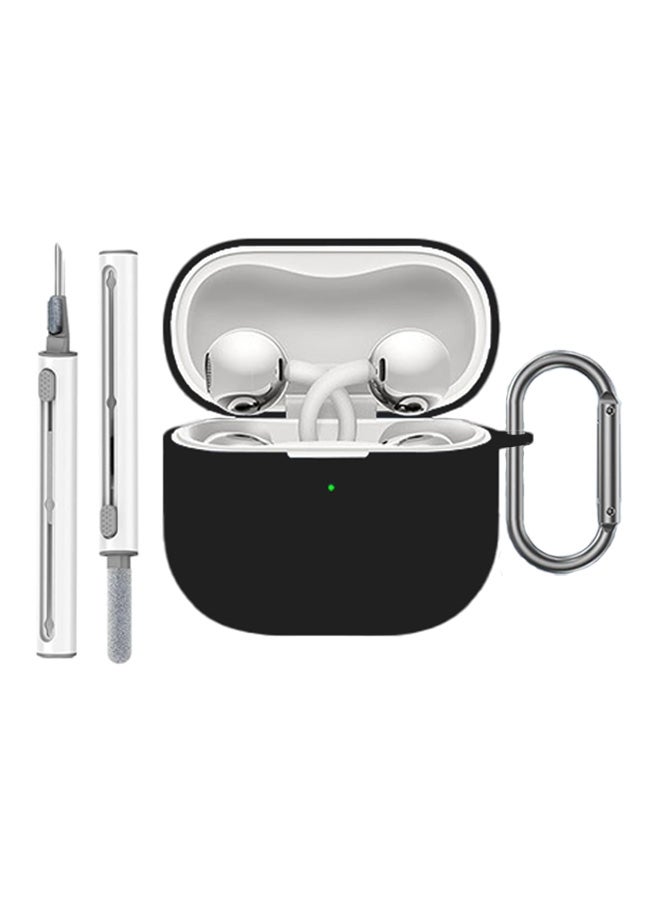 سجيت غطاء حماية ناعم من السيليكون لسماعات Huawei FreeClip 2 مع سلسلة مفاتيح ‏(أسود) - Image 1