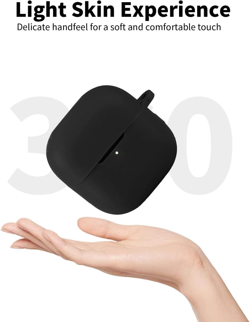 سجيت غطاء حماية ناعم من السيليكون لسماعات Huawei FreeClip 2 مع سلسلة مفاتيح ‏(أسود) - Image 5