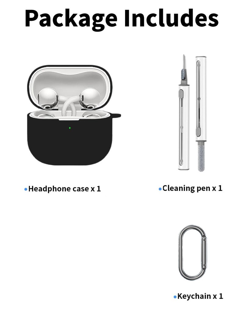 سجيت غطاء حماية ناعم من السيليكون لسماعات Huawei FreeClip 2 مع سلسلة مفاتيح ‏(أسود) - Image 4