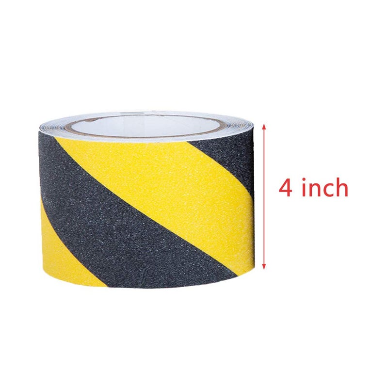 YELAIYEHAO YELAIYEHAO Anti Slip Traction Tape - Best Grip, Friction, Abrasive Adhesive for Stairs, Safety, Tread Step, Indoor-4 Inch x 15 Foot- Outdoor(4'', yellow+black)  - Image 2