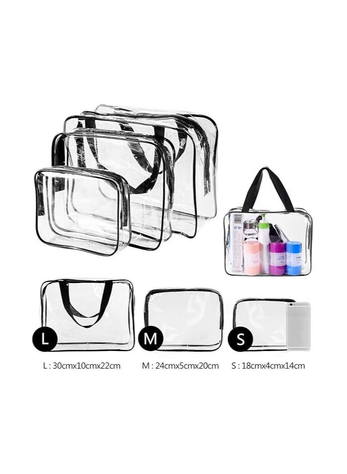 Risen 3-Piece Clear Cosmetic Bag Set – Water-Resistant Vinyl Travel Toiletry Bags with Zipper Closure & Carry Handle for Women, Men & Baby – Makeup Brush Case for Beach, Pool, Spa & Gym – Black - Image 2