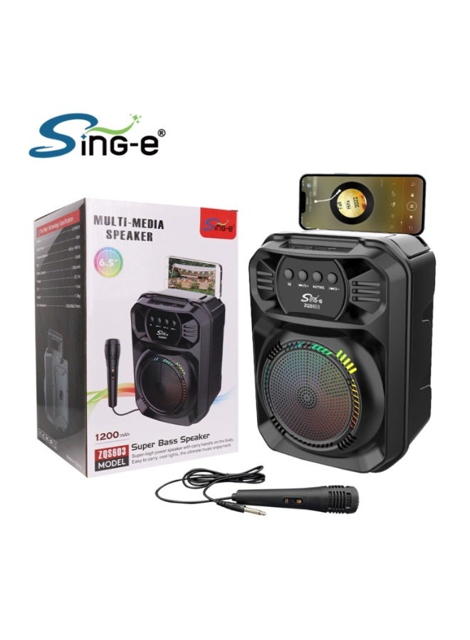singe Portable Super Bass Bluetooth Speaker 10W Light 6.5 Inch ZQS603 - Image 1