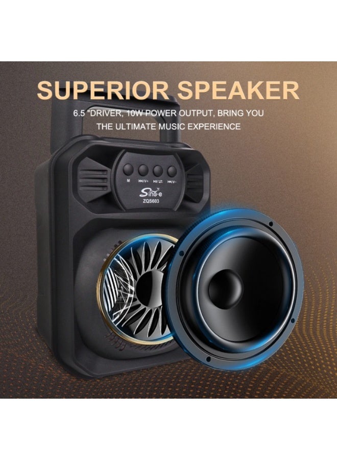 singe Portable Super Bass Bluetooth Speaker 10W Light 6.5 Inch ZQS603 - Image 2