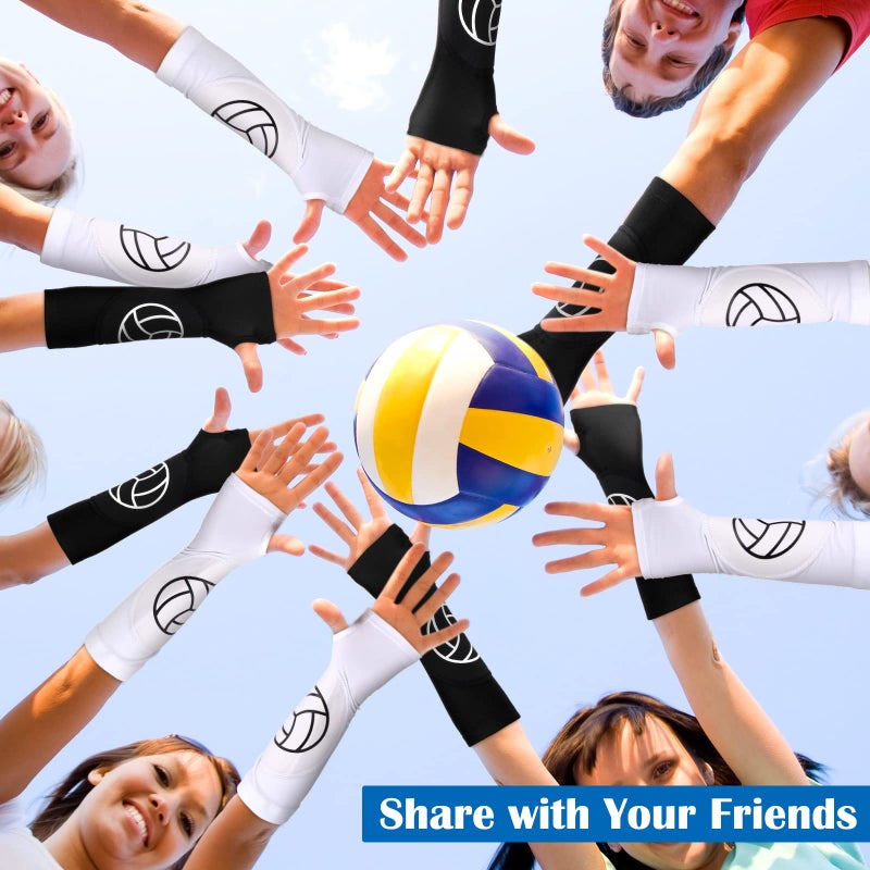 Newcotte 2 Pairs Volleyball Arm Sleeves Forearm Sleeves with Protection Pads and Thumb Hole Padded for Christmas, 12 Inches(Black, White) - Image 5
