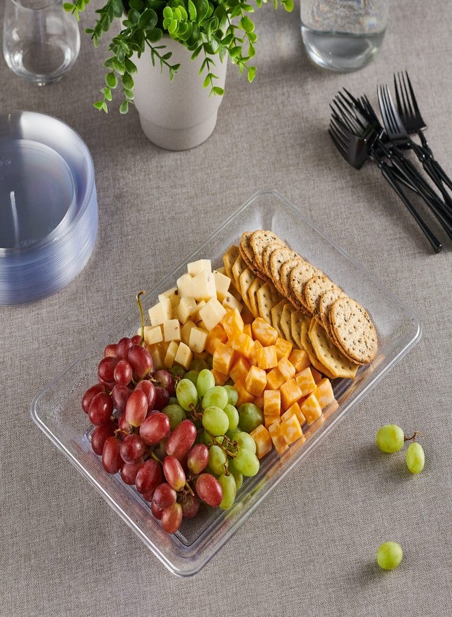 PLASTICPRO صواني تقديم بلاستيكية من بلاستيك برو - أطباق تقديم مستطيلة 10 × 14 بوصة، أطباق حفلات شفافة للاستخدام مرة واحدة، عبوة من 4 قطع - Image 3