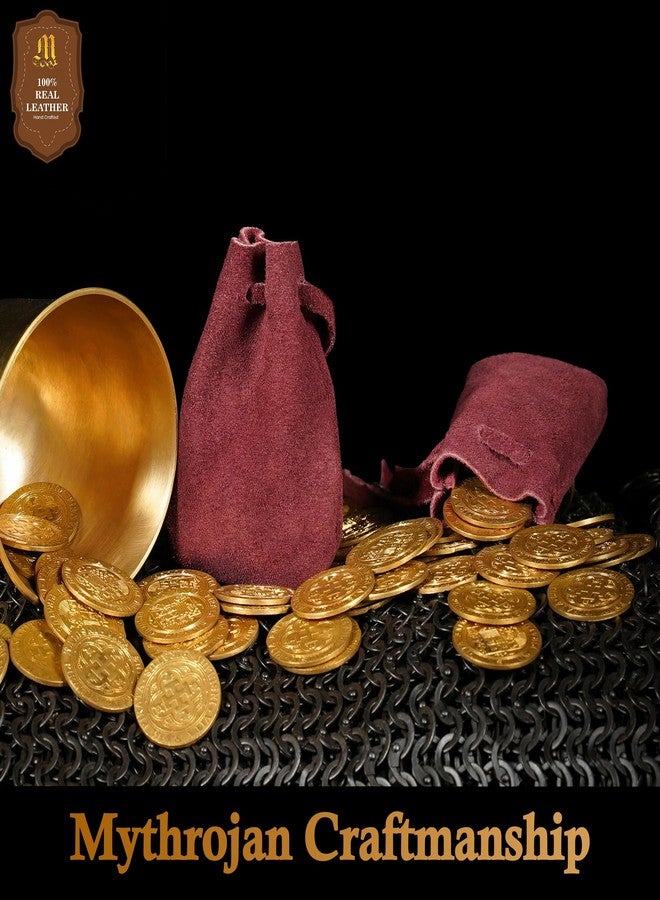 Mythrojan Small Trinket Pouches Pack of 25, Suede Leather Drawstring Coin & Dice Bags for LARP, SCA, Viking & Medieval Events Color : Wine Red - Image 5