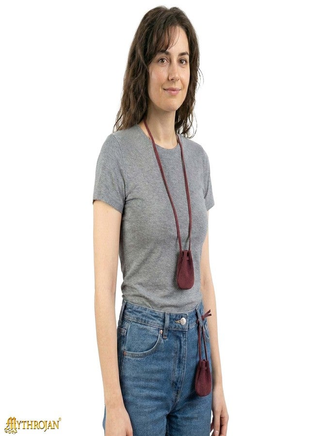 Mythrojan Small Trinket Pouches Pack of 25, Suede Leather Drawstring Coin & Dice Bags for LARP, SCA, Viking & Medieval Events Color : Wine Red - Image 3