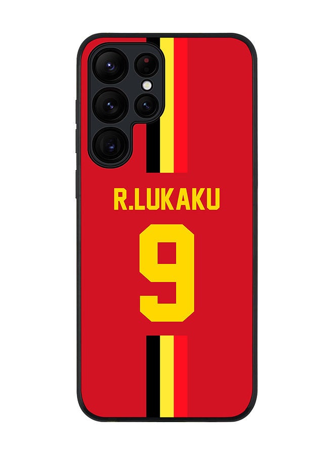Stylizedd Rugged Black edge case for Samsung Galaxy S23 Ultra 5G Slim fit Soft Case Flexible Rubber Edges Anti Drop TPU Gel Thin Cover - Football Team - Belgium Player Name - R.Lukaku - Image 1