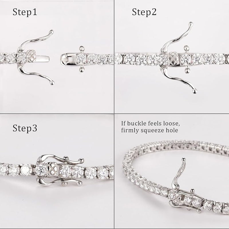LOIPURI 5.1CT/5.5CT Moissanite Tennis Bracelet for Women, 3mm White Gold Plated S925 Sterling Silver D Color VVS1 Round Cut Moissanite Bracelets Jewelry Gift, Size 6.5Inch/7Inch - Image 5