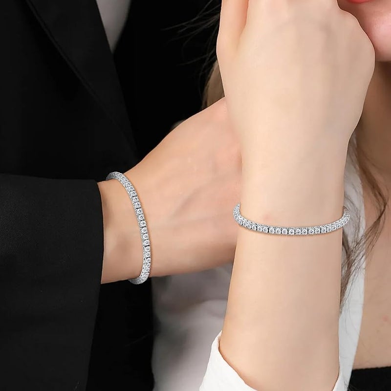 LOIPURI 5.1CT/5.5CT Moissanite Tennis Bracelet for Women, 3mm White Gold Plated S925 Sterling Silver D Color VVS1 Round Cut Moissanite Bracelets Jewelry Gift, Size 6.5Inch/7Inch - Image 3