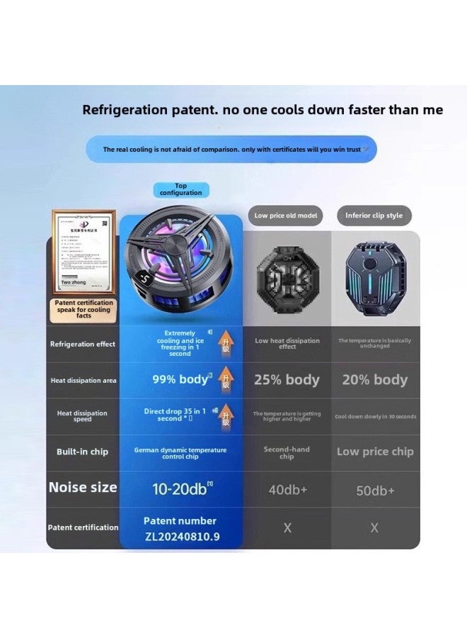 Mobile Phone Radiator Magnetic Semiconductor Refrigeration Cooling Artifact For Millet Black Shark Apple Plus Ice Mute-Color:White [top Model] Real Ice - Overclocking Cooling - 3-speed Digital Display Variable Frequency Temperature Control - Whole Machine Cooling - E-sports Lighting Effect  - Image 3