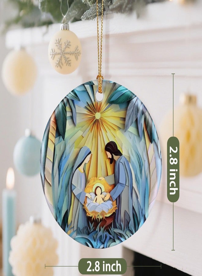 Dodosky Nativity Scene Christmas Ornament, Jesus’ Birth Christmas Ornament, Holy Family Decoration, Religious Holiday Decor | Gifts for Christian, Gifts for Religious Women - Style I - Image 3
