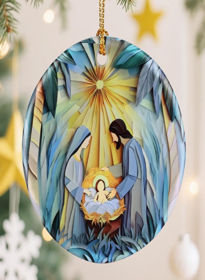 Dodosky Nativity Scene Christmas Ornament, Jesus’ Birth Christmas Ornament, Holy Family Decoration, Religious Holiday Decor | Gifts for Christian, Gifts for Religious Women - Style I - Image 1