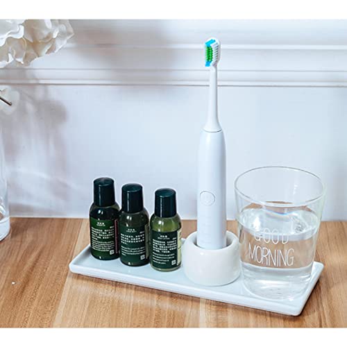 JAKSSO Ceramic Toothbrush Holder for Bathroom Toothbrush Tray for Vanity Countertop Storage Organizer for Holding Toothpaste Dental Floss Picks Makeup Brushes Trays for Household Purposes(Large - Image 3