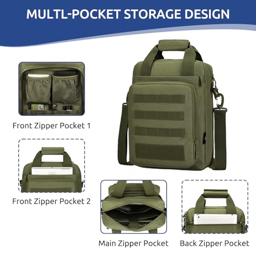 ZHIERNA Tactical Messenger Bag, Tactical Briefcase for Men Tactical Laptop Bag Heavy Duty MOLLE Shoulder Pack Handbag for Men(Army Green) - Image 5