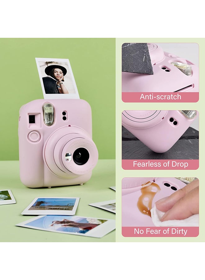 O Ozone - Silicone Case for Fujifilm Instax Mini 12 Instant Camera Case |Soft Protective Camera Cover with Adjustable Shoulder Strap - Blossom Pink - Image 1