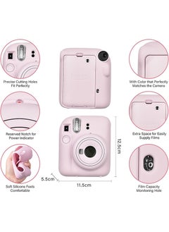 O Ozone Silicone Case for Fujifilm Instax Mini 12 Instant Camera Case |Soft Protective Camera Cover with Adjustable Shoulder Strap - Blossom Pink  - Image 3