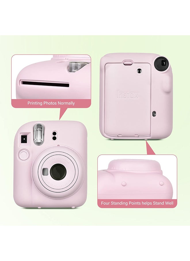 O Ozone - Silicone Case for Fujifilm Instax Mini 12 Instant Camera Case |Soft Protective Camera Cover with Adjustable Shoulder Strap - Blossom Pink - Image 1