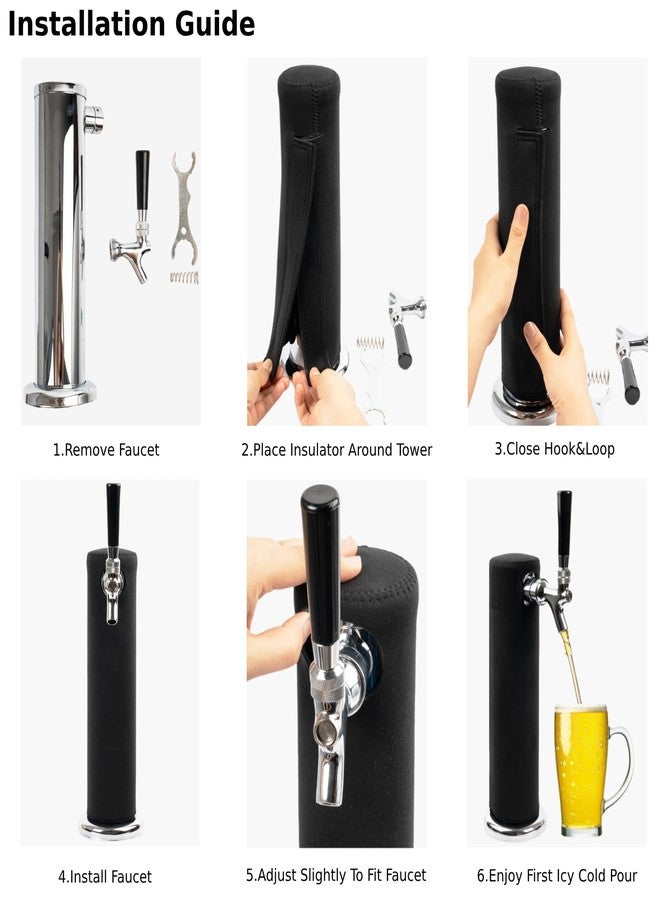 VEPKOIT Beer Tower Cooler Insulator, Kegerator Tower Insulator for 3” Diameter Single Tap Draft Beer Tower, Stretchy Neoprene Beer Tower Cooler Sleeve, Kegerator Beer Tower Cover Beer Tower Insulator - Image 4