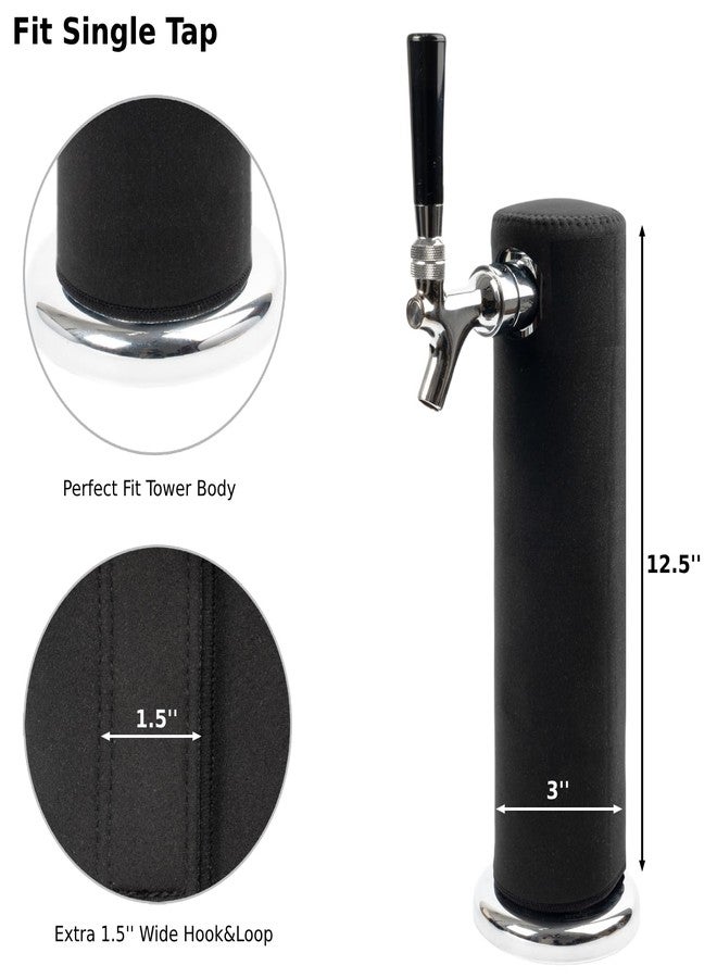 VEPKOIT Beer Tower Cooler Insulator, Kegerator Tower Insulator for 3” Diameter Single Tap Draft Beer Tower, Stretchy Neoprene Beer Tower Cooler Sleeve, Kegerator Beer Tower Cover Beer Tower Insulator - Image 2