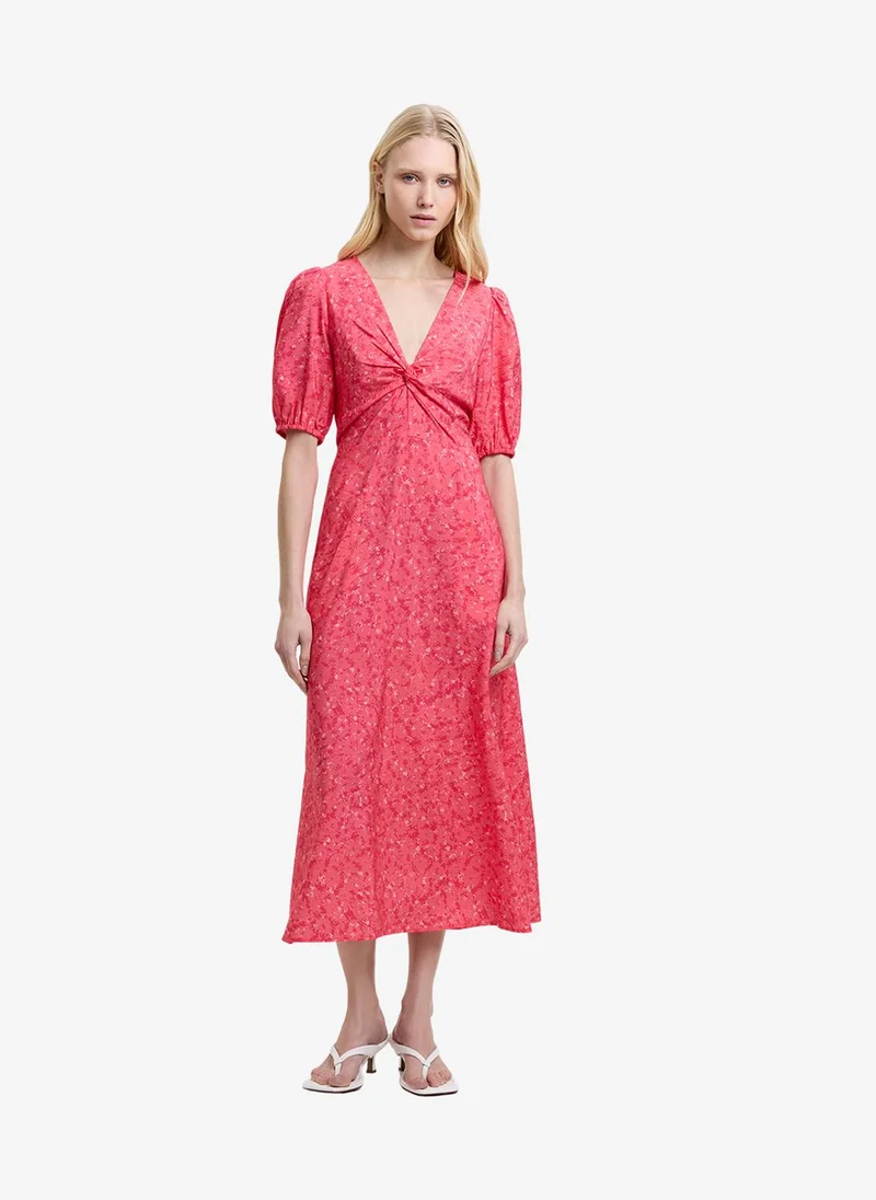 فرنش كونكشن Women's Fuchsia Pink Multi Melissa Faron Drape Twist Dress