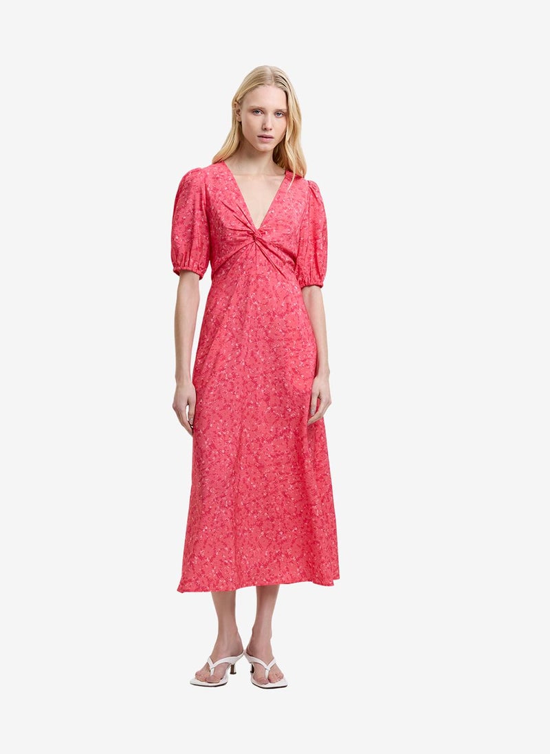 French Connection Women's Fuchsia Pink Multi Melissa Faron Drape Twist Dress - Image 1
