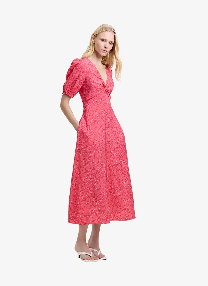 فرنش كونكشن Women's Fuchsia Pink Multi Melissa Faron Drape Twist Dress