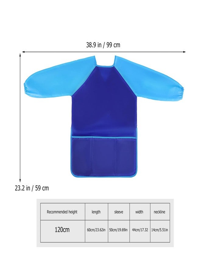 Vaguelly 2pcs Boy Girl Painting Apron Long Sleeve Reusable Sleeved Bib with Storage Pocket for Creative Activities for Boys and Girls Years Old - Image 3