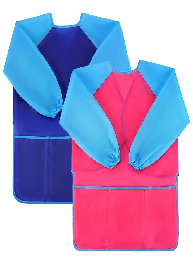 Vaguelly 2pcs Boy Girl Painting Apron Long Sleeve Reusable Sleeved Bib with Storage Pocket for Creative Activities for Boys and Girls Years Old - Image 1