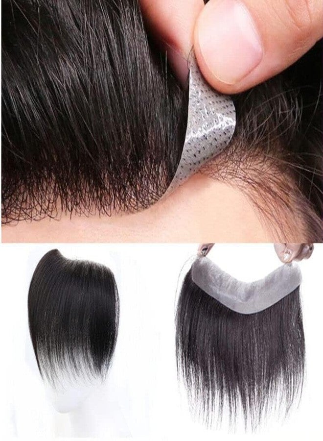 BLUSHIA Frontal Hairpiece for Men Hair Extension Hairline Loss Straight Tape in Human Hair Toppers Replacement Toupee (Natural Haircolor) - Image 2