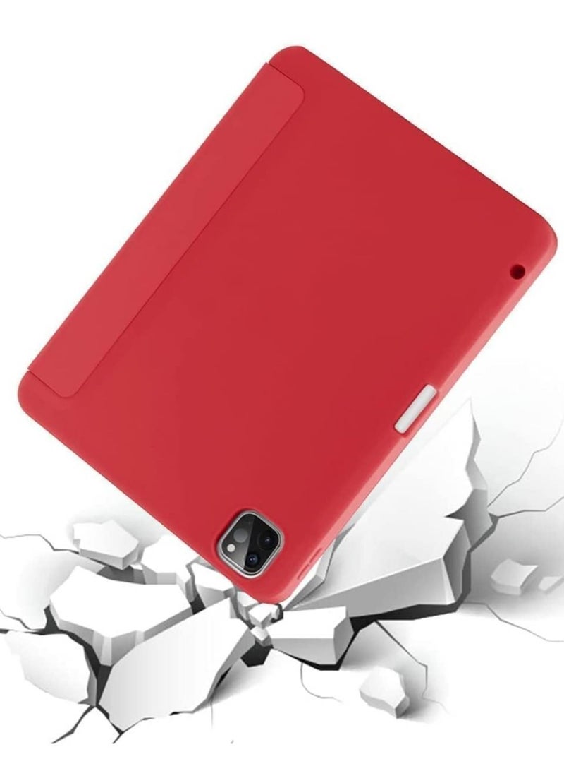 ELTRAZONE Case for iPad Pro 11 Inch 2021(3rd Gen)/2020(2nd Gen) with Pencil Holder [Support iPad 2nd Pencil Charging/Pair] Slim Trifold Stand, Smart Protective Case Cover (Red) - Image 2