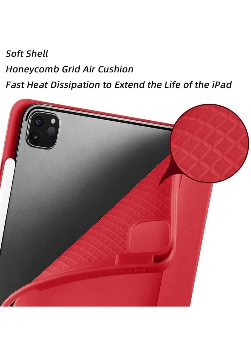 ELTRAZONE Case for iPad Pro 11 Inch 2021(3rd Gen)/2020(2nd Gen) with Pencil Holder [Support iPad 2nd Pencil Charging/Pair] Slim Trifold Stand, Smart Protective Case Cover (Red) - Image 3