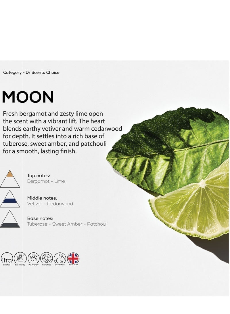 Dr Scent Diffuser Aroma Oil Moon, Feel the Fresh Notes Lime and Bergamot, Blending with Intense Notes rich and Sweet Amber and Patchouli (500ml) - Image 2
