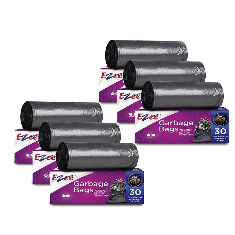 Ezee Garbage Bags - 48x54 cm (6 Rolls, 180 Bags, Medium) - Image 1