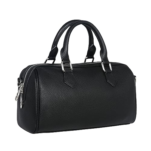 HESHE Leather Top Handle Bags for Women Leather Purses Tote Bag Satchel Handbags Shoulder Bag Designer Crossbody Bags (Black) - Image 1
