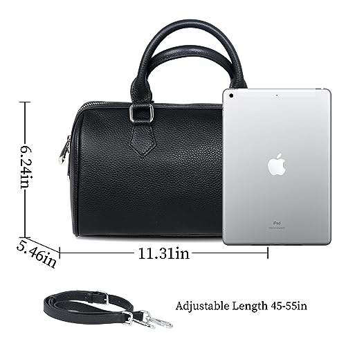 HESHE Leather Top Handle Bags for Women Leather Purses Tote Bag Satchel Handbags Shoulder Bag Designer Crossbody Bags (Black) - Image 4