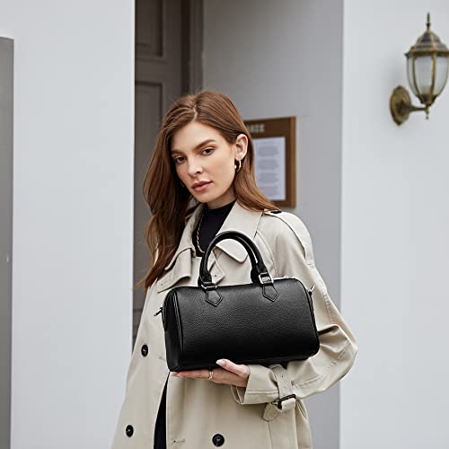 HESHE Leather Top Handle Bags for Women Leather Purses Tote Bag Satchel Handbags Shoulder Bag Designer Crossbody Bags (Black) - Image 3