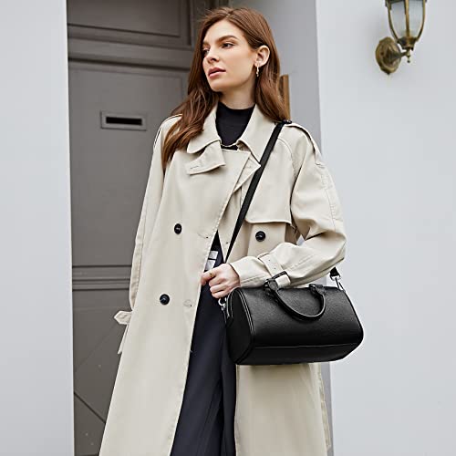 HESHE Leather Top Handle Bags for Women Leather Purses Tote Bag Satchel Handbags Shoulder Bag Designer Crossbody Bags (Black) - Image 2