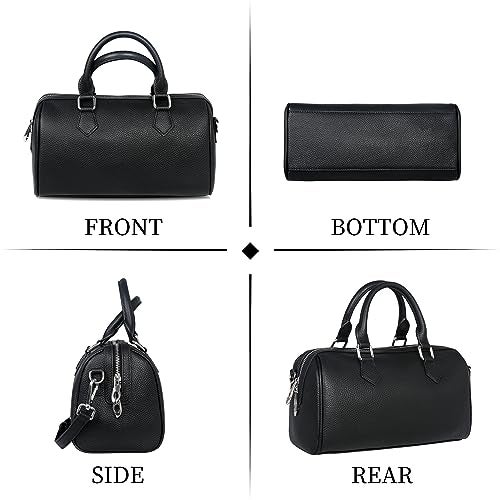 HESHE Leather Top Handle Bags for Women Leather Purses Tote Bag Satchel Handbags Shoulder Bag Designer Crossbody Bags (Black) - Image 5