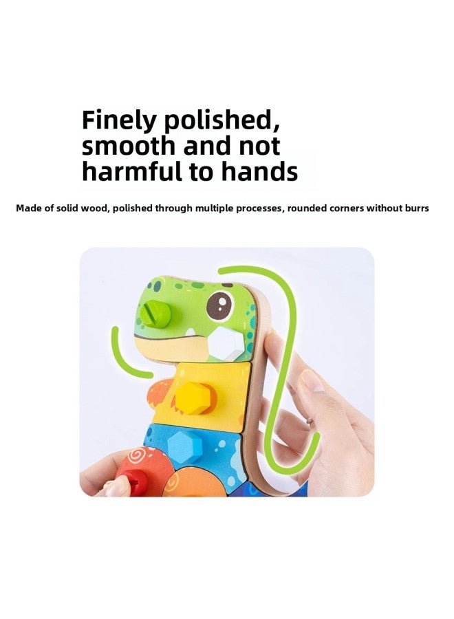 Children Screw Nuts Dinosaur Building Blocks Disassembly And Assembly Wooden Toys Baby Puzzle Hands-on Disassembly And Assembly Busy Board-Color:Dinosaur Screw Iron Upgrade  - Image 5