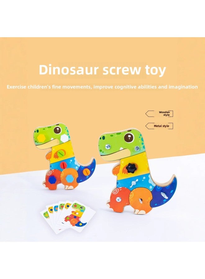 Children Screw Nuts Dinosaur Building Blocks Disassembly And Assembly Wooden Toys Baby Puzzle Hands-on Disassembly And Assembly Busy Board-Color:Dinosaur Screw Iron Upgrade  - Image 2