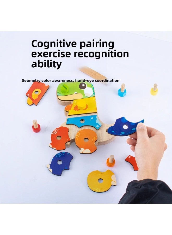 Children Screw Nuts Dinosaur Building Blocks Disassembly And Assembly Wooden Toys Baby Puzzle Hands-on Disassembly And Assembly Busy Board-Color:Dinosaur Screw Iron Upgrade  - Image 4