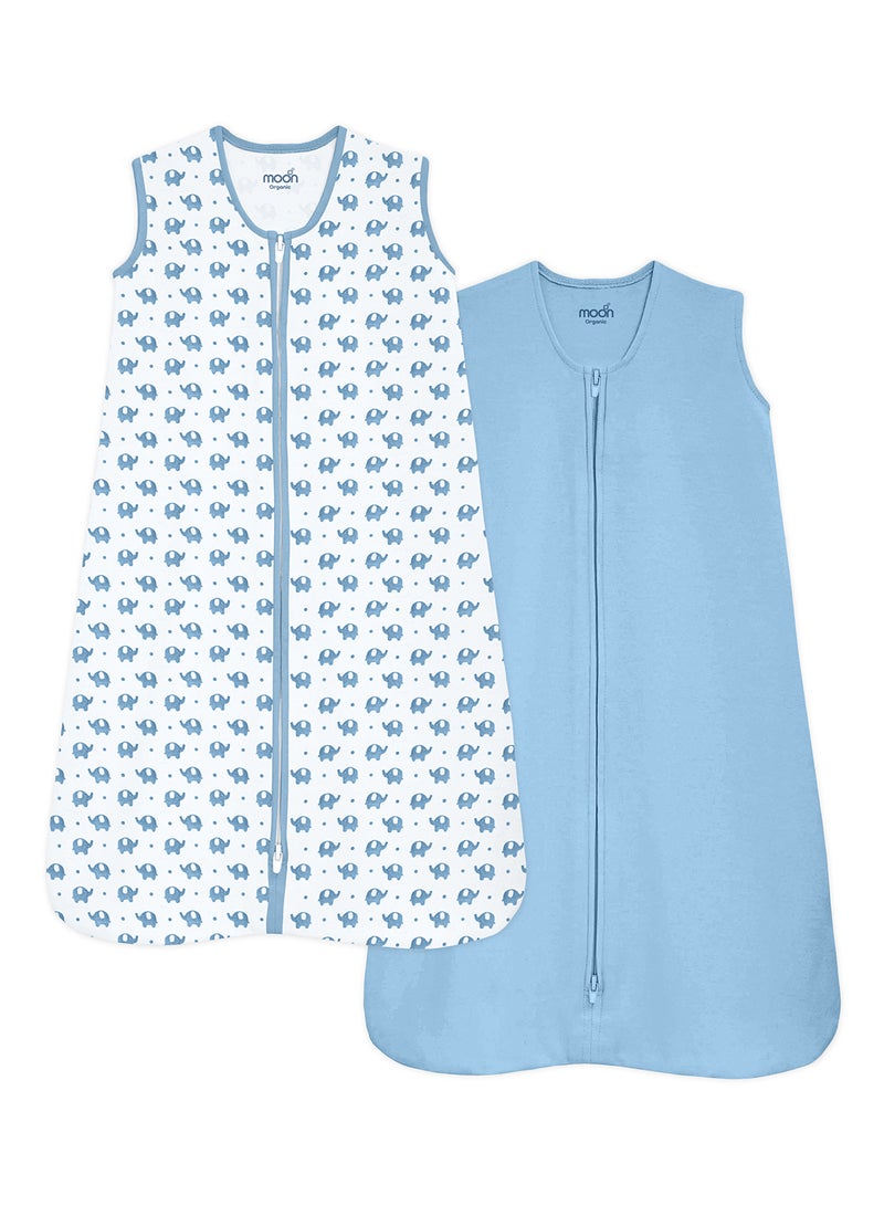 Moon Organic Baby Sleepsack Pack Of 2 Elephant And Blue Small/Medium - Image 1
