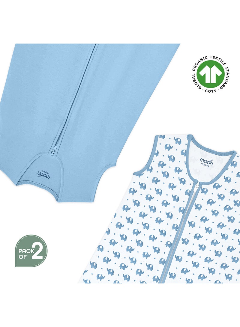 Moon Organic Baby Sleepsack Pack Of 2 Elephant And Blue Small/Medium - Image 4