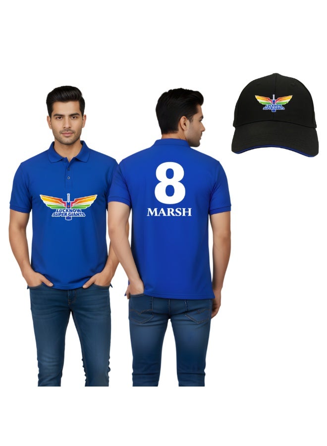 Lucknow Cricket Men's Dry-Fit Polo Neck T-Shirt|Tshirt With Cap|Soft&Breathable Sportswear For Cricket Lovers|Wear It For Games - Image 1