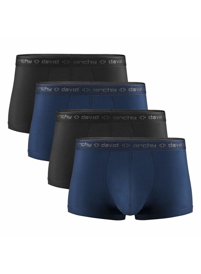 DAVID ARCHY Men's Underwear Ultra Soft Modal Dual Pouch Trunks Ball Pouch Bulge Enhancing Boxer Briefs for Men 3 or 4 Pack, A5, Black/Navy Blue - 3.5" in 4 Pack, L - Image 1