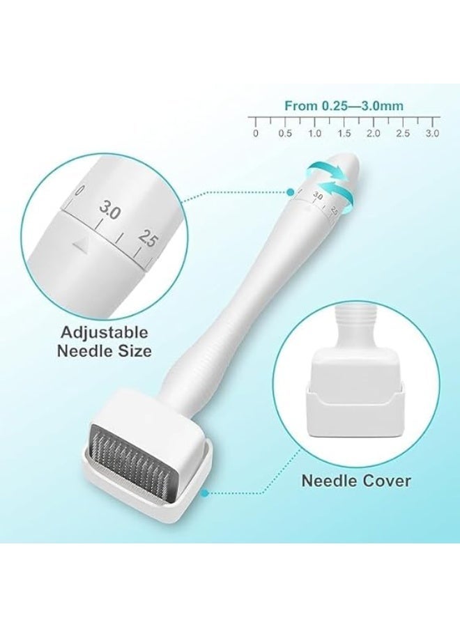 Hewan 140 Titanium Adjustable Micro Needles Facial Derma Roller Kit for Skin Repair, Face, Hair & Beard Growth - Image 2