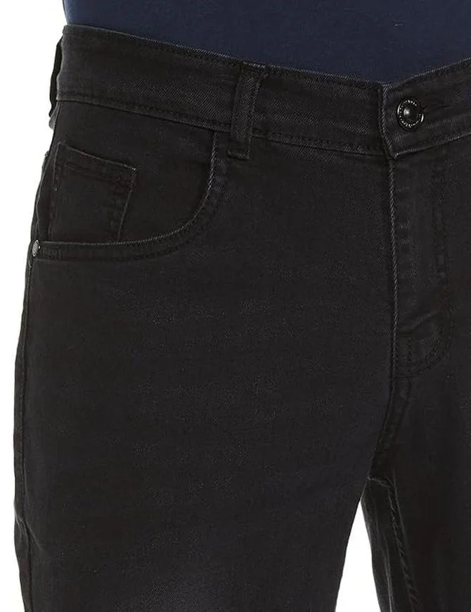 inkd Charcoal Black Men's Classic Regular Fit Jeans with 5 Pocket Styling | Mid- Rise | Soft & Stretchable for Men | Best Price UAE