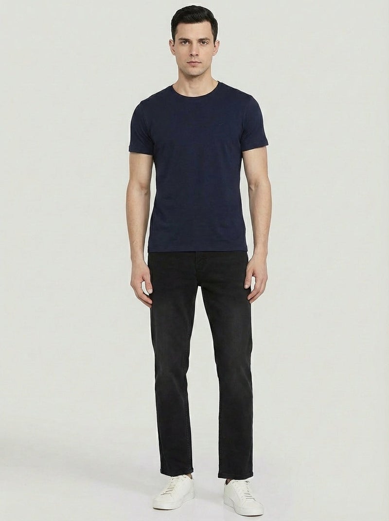 inkd جينز عادي للرجال - متوسط الارتفاع | مزيج القطن | قماش قابل للتمدد | تصميم كلاسيك 5 بوكت - Image 2